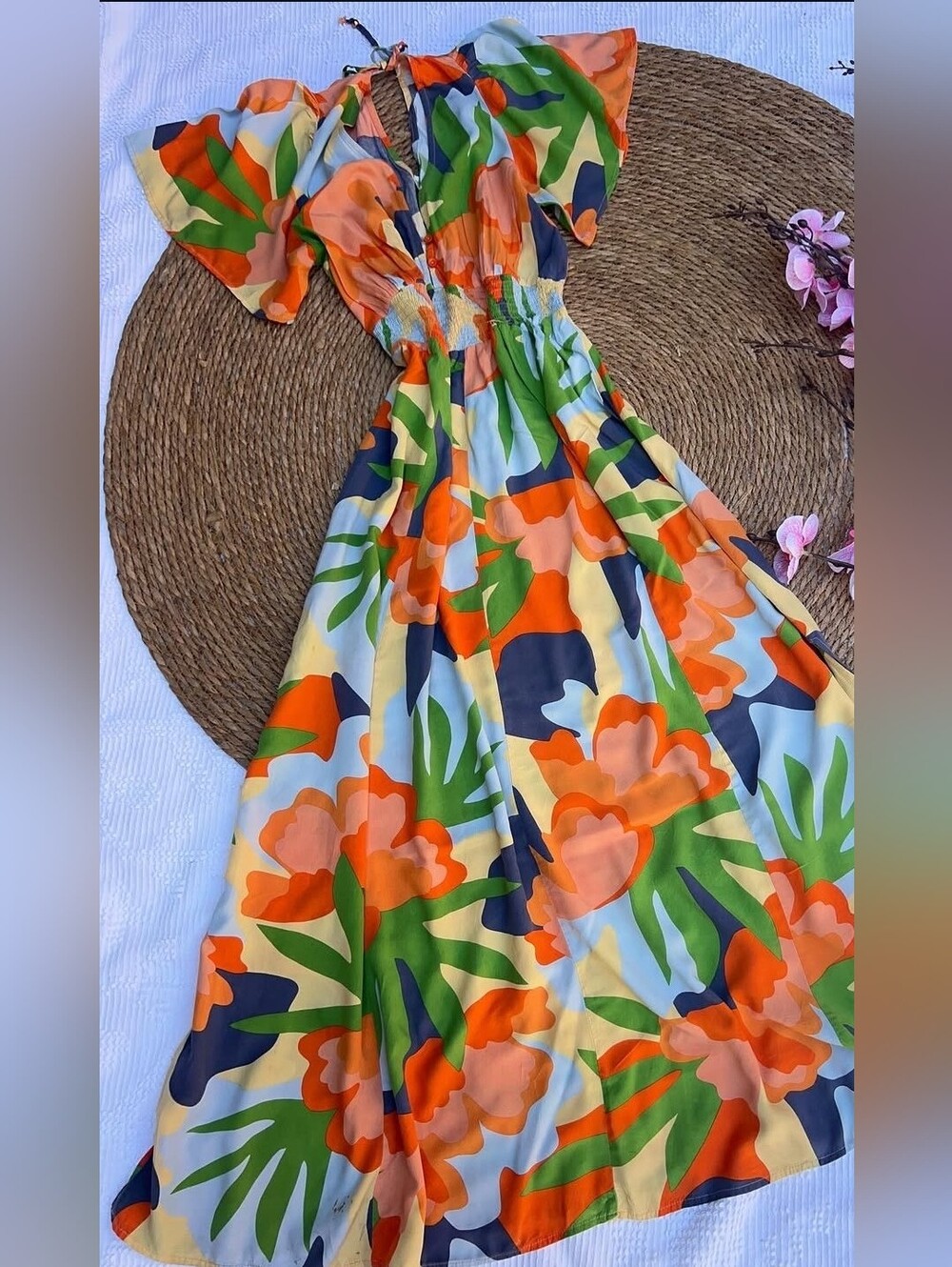 Abel the Label Small Anthropologie Hilda V-Neck Side Slits Maxi Dress - Picture 2 of 4